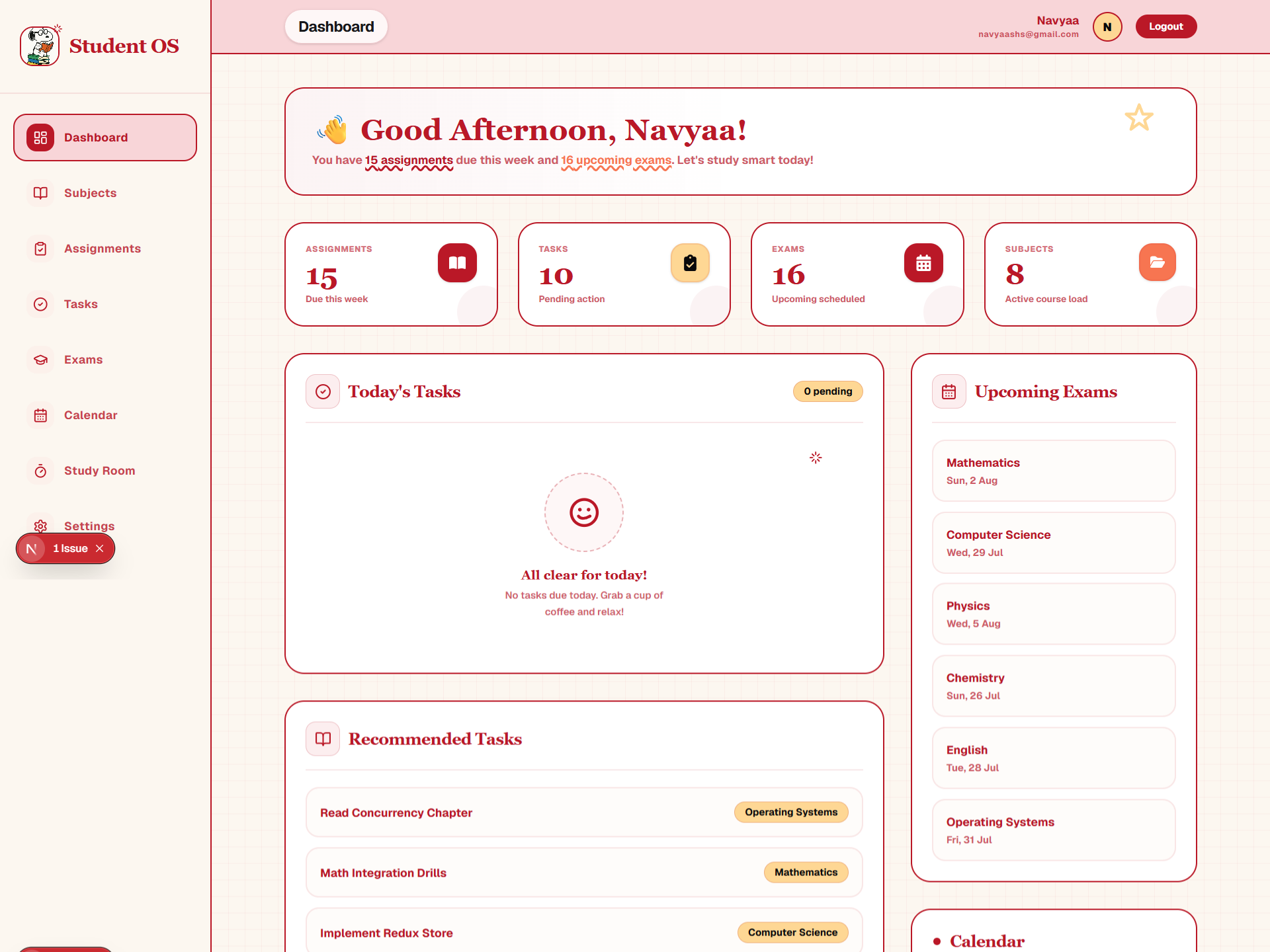 Student OS Dashboard Preview